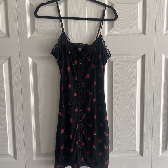 Y2k Rue 21 Rose Dress Size Medium Fairy Grunge 90s Rose Bodycon Full Clasp - Picture 1 of 8